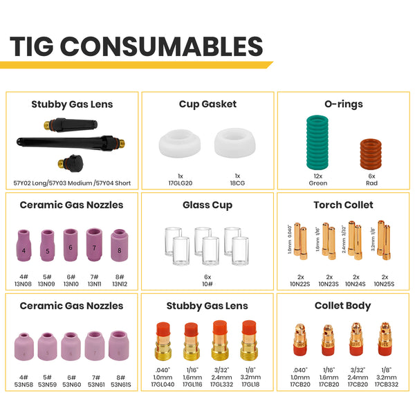 SSimder WP17 TIG Welding Consumables Pack 55Pcs