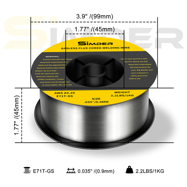SSimder Flux Core Welding Wire E71TGS.035" 2lbs