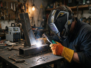 Stick MMA welding a steel bracket with the Simder MIG-140Pro