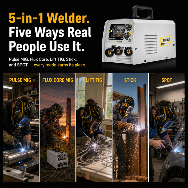 SSimder MIG-140 Gasless 3 in 1 Pulse MIG Welder