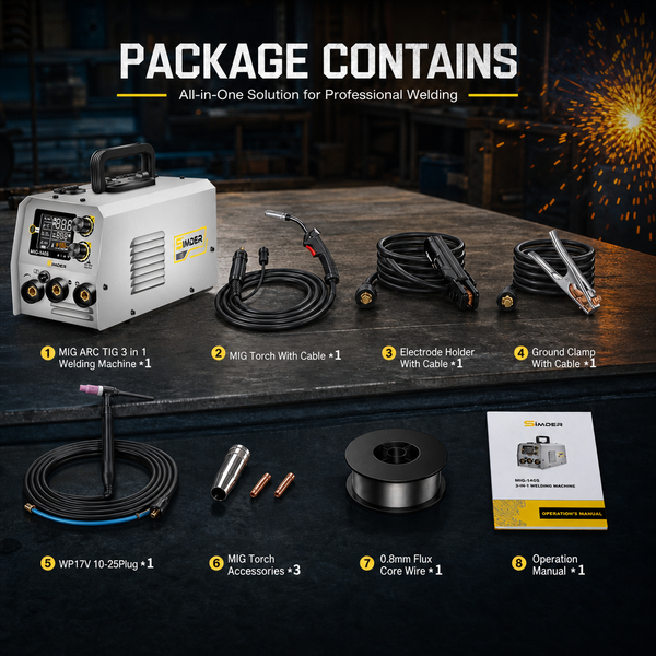 SSimder MIG-140 Gasless 3 in 1 Pulse MIG Welder