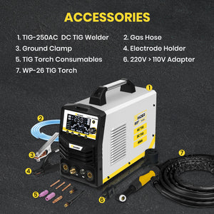 SSimder TIG-250AC 6 in 1 AC Pulse TIG Welder