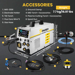 SSimder MIG-250 6 In 1 Welder&Plasma Cutter Welder