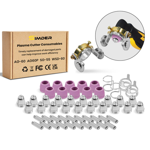 SSimder 30Pcs/55Pcs AG60P Plasma Cutter Torch Consumables