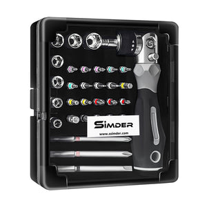 SSIMDER 30-in-1 screwdriver set with bits and handle laid out