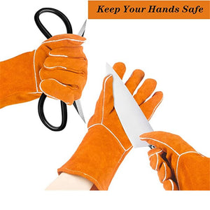 Welding Gloves Work Welder's Cowskin Leather Barbecue Gloves - S SIMDER WELDER
